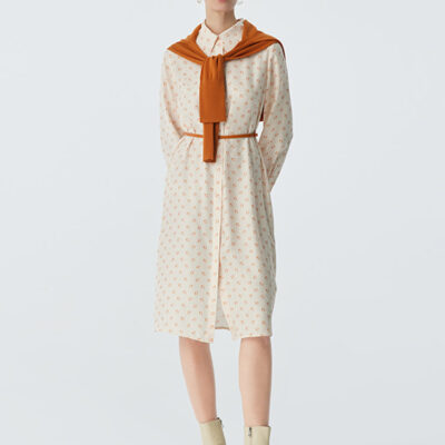 16.5 Momme Mulberry Silk Floral Shirt Midi Dress