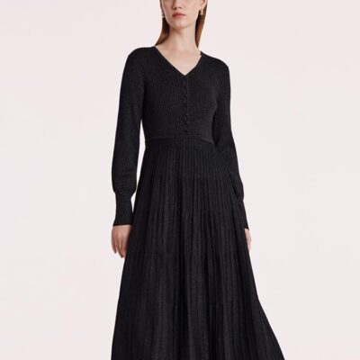 Machine Washable Wool Pleated Dress