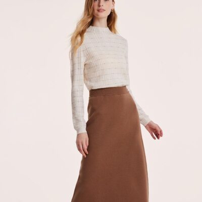 Tencel Wool Jacquard Women Sweater And Half Skirt Two-Piece Set