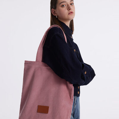 Pink Corduroy Tote Bag