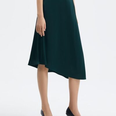 Dark Green Triacetate Asymmetrical Skirt