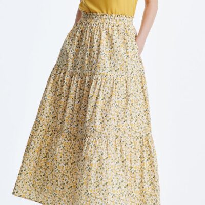 Floral Waistband Cotton Skirt