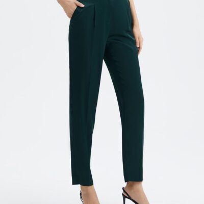 Dark Green Triacetate Tapered Pants