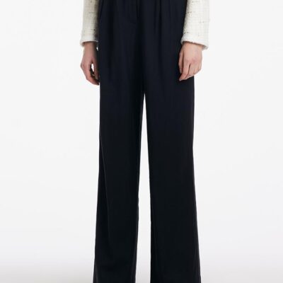 Wool Straight Full Length Pants