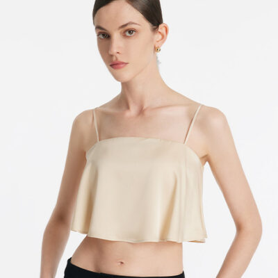 Acetate Ruffle Women Crop Camisole