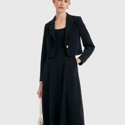 Acetate Camisole Dress With Tailored Blazer Two-Piece Suit