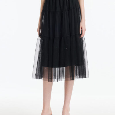 Sequins Tulle Tiered Women Half Skirt