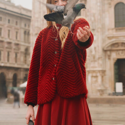 Chili Red Woolen Crop Coat