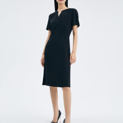 Triacetate Chain Slim Midi Dress