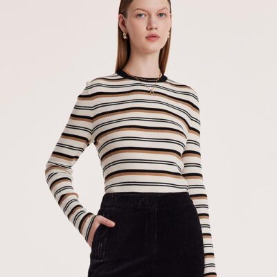 Machine Washable Wool Striped Women Sweater