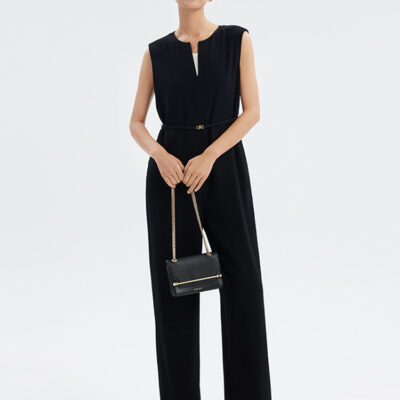 Full Length Triacetate Sleeveless Jumpsuit