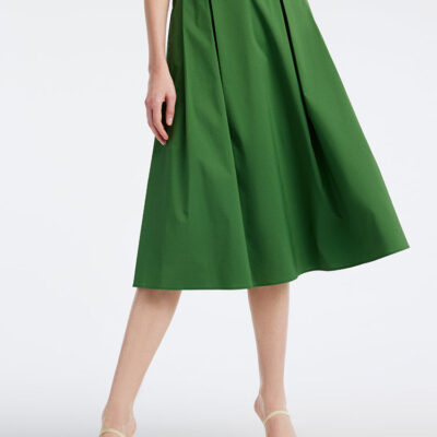 Green A-Line Mid-Calf Women Skirt