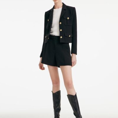 Acetate Blazer And High-waisted Shorts Two-Piece Suit