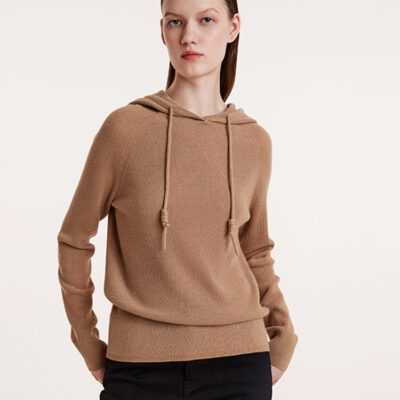 Machine Washable Wool Hooded Women Sweater