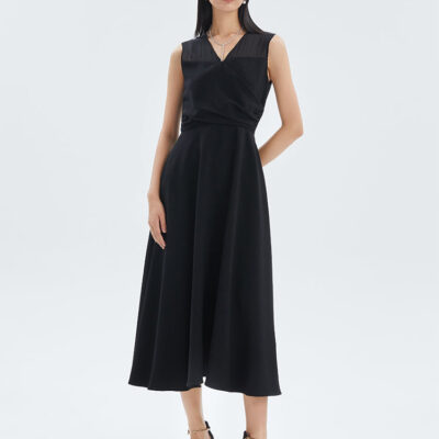 Triacetate Gathered Waist Maxi Dress