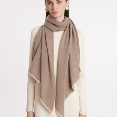 Contrast Trim Asymmectrical Cashmere Scarf