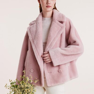 Lapel Double-Breasted Teddy Lamb Wool Short Coat