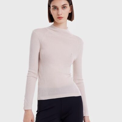 Pure Wool Mock Neck Sheath Sweater