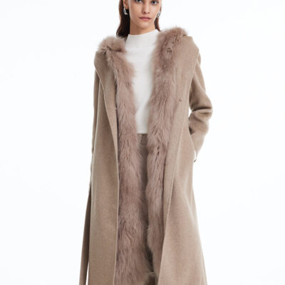 Detachable Fox Fur Vest And Cashmere Coat Two-Piece Set