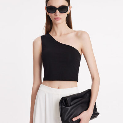 Asymmetrical One-Shoulder Top With Detachable Bra Pads