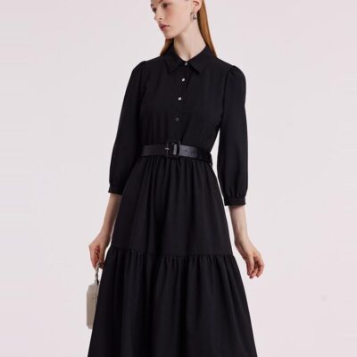 Machine Washable Silk Wool Dress With Belt