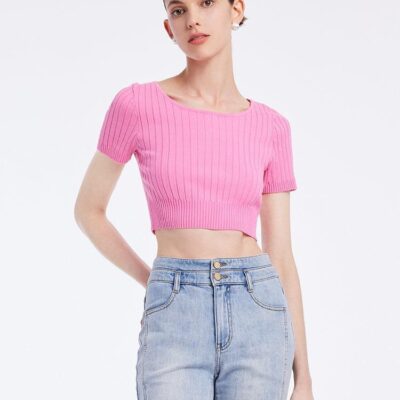 Basic Fitted Crop Women Knit Top