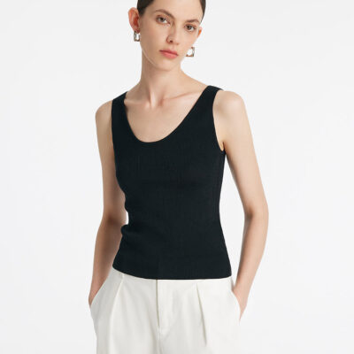 Acetate Round Neck Women Knitted Vest