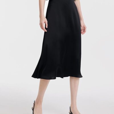 Black Triacetate A-line Skirt