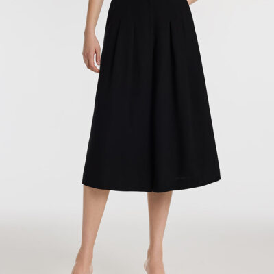 Acetate Mid-Calf Women Culottes With Leather Belt