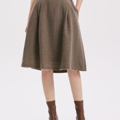 Knee-Length Washable Woolen Skirt