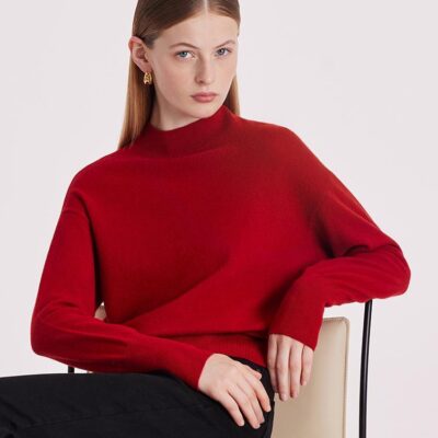 Pure Wool Mock Neck Women Sweater