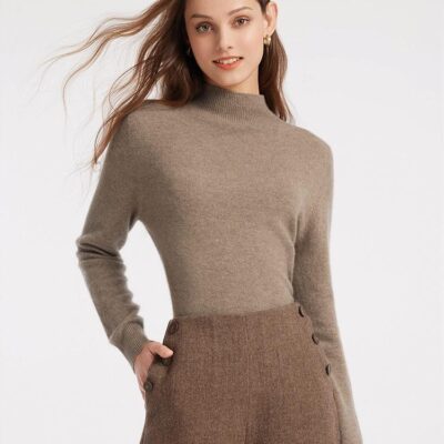 Cashmere Mock Neck Women Sweater