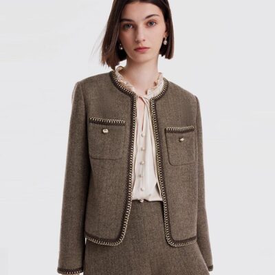 Retro Brown Washable Woolen Jacket