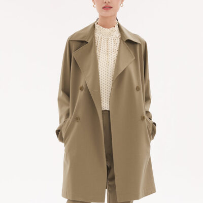 Machine Washable Worsted Woolen Women Trench Coat