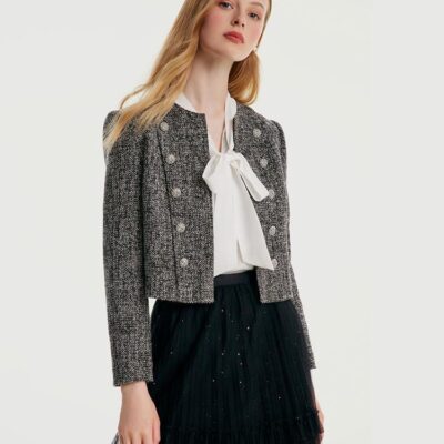 Classic Tweed Cropped Women Jacket