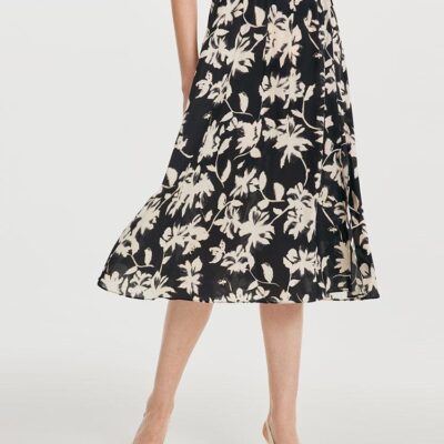 19 Momme Stretch Silk Floral Skirt