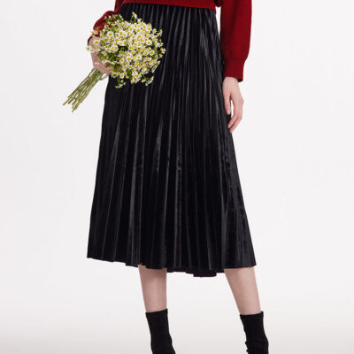 Velvet Pleated Women Half Skirt