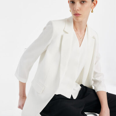 Triacetate One Button 3/4 Sleeves Women Blazer