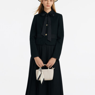 Crop Jacket With Flaps And Half Skirt Two-Piece Suit