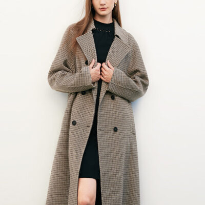 Houndstooth Double-Face Woolen Coat