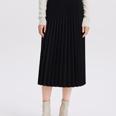 Mid-Length Pleated Half Women Skirt