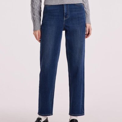 High-Waisted Ankle Length Tapered Denim Jeans