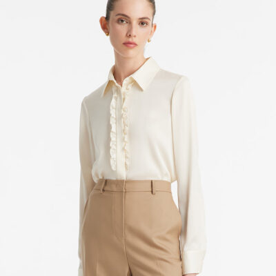 22 Momme Mulberry Silk Ruffle Women Shirt