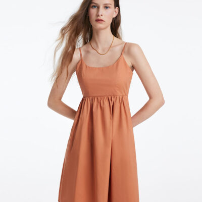 Loose A-Line Spaghetti Strap Dress With Detachabe Bra Pads