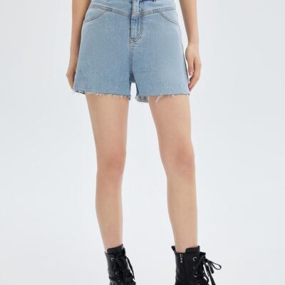 Cotton High-Waisted Denim Women Shorts