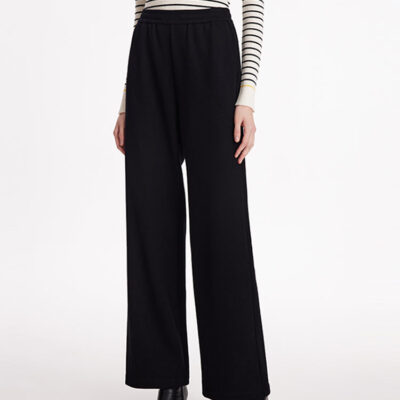 Knitted Straight Women Pants With Elastic Waistband