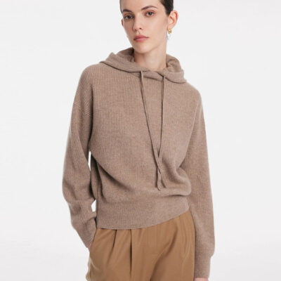 Pure Cashmere Hooded Sweater With Detachable Hat