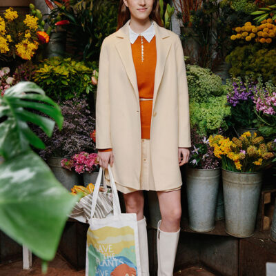 One-Button Cream Yellow Woolen Women Coat