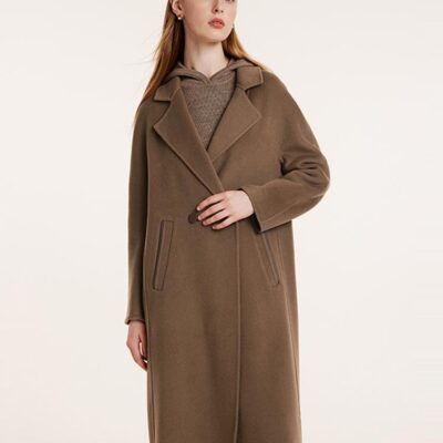 Coffee Tencel Wool Double-Faced Women Coat