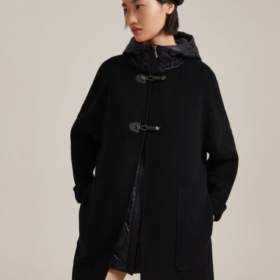 Woolen Coat And Down Puffer Vest Two-Piece Set